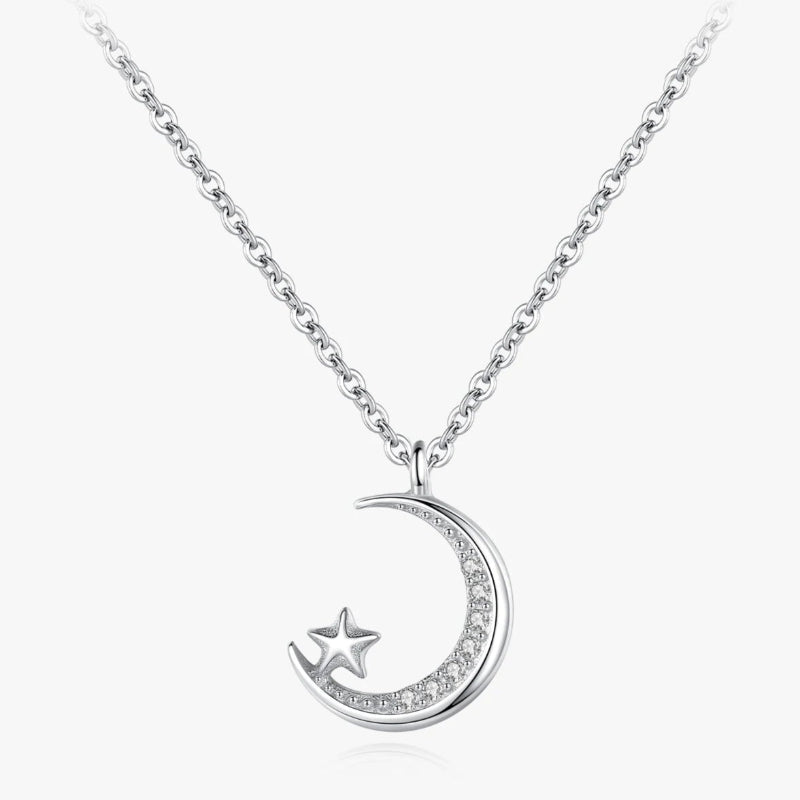 Shine bright with the Fashionable 925 Sterling Silver Moonlight Little Star Pendant for Women by Glam Sleek. Crafted in genuine 925 sterling silver, this elegant star and moon pendant necklace adds a touch of sparkle to everyday outfits and special occasions. Perfect as a gift for her, it blends minimalist style with timeless charm, making it a must-have in every jewelry collection.