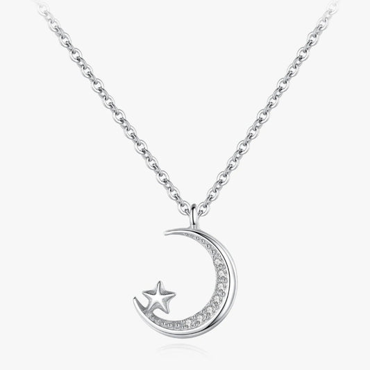 Shine bright with the Fashionable 925 Sterling Silver Moonlight Little Star Pendant for Women by Glam Sleek. Crafted in genuine 925 sterling silver, this elegant star and moon pendant necklace adds a touch of sparkle to everyday outfits and special occasions. Perfect as a gift for her, it blends minimalist style with timeless charm, making it a must-have in every jewelry collection.