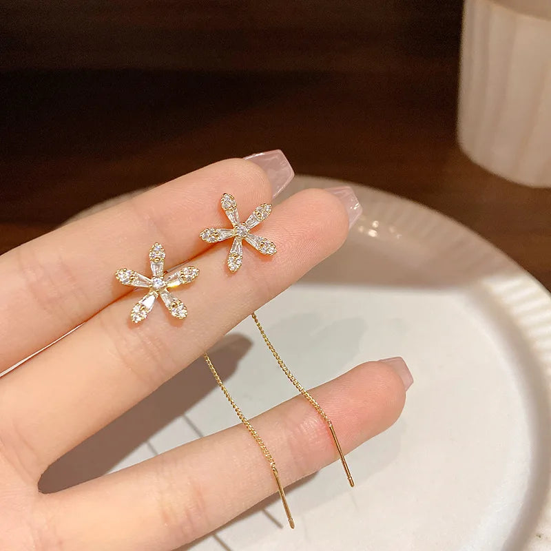 silver flower earrings, zircon earrings, flower earrings for women, silver earrings for women, zircon flower earrings, floral earrings, stud earrings for women, elegant earrings, dainty earrings, sparkling earrings, women’s jewelry, party wear earrings, wedding earrings, everyday earrings, fashion earrings, Glam Sleek
