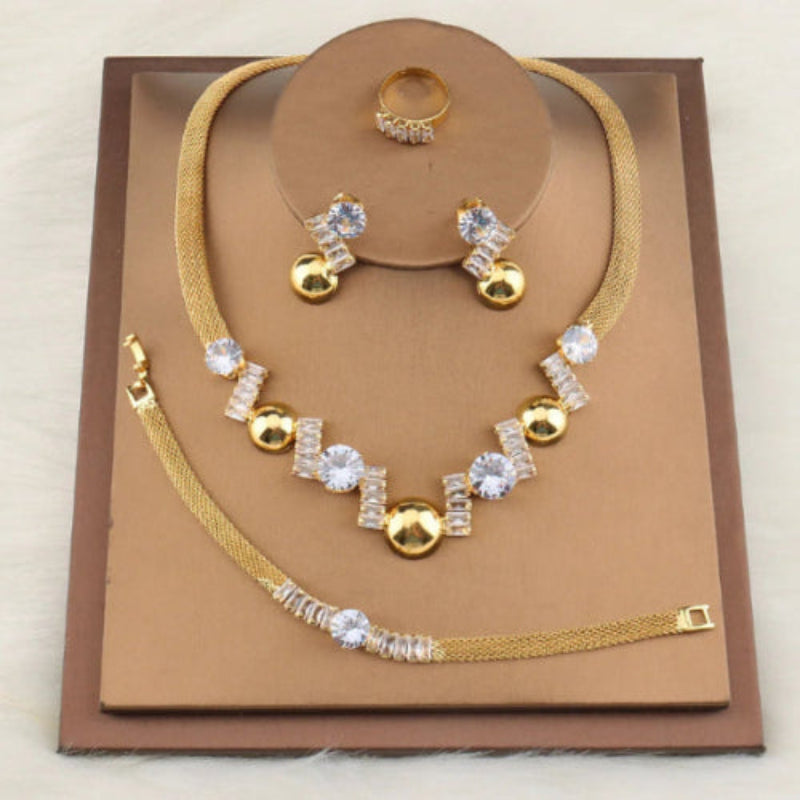 **Luxury Jewelry Set for Women by Glam Sleek**  

Indulge in the elegance of the **Luxury Jewelry Set by Glam Sleek**, a stunning ensemble designed to exude sophistication and grace. Featuring radiant gemstones, lustrous pearls, and exquisite craftsmanship, this set seamlessly blends timeless beauty with modern allure. Perfect for any occasion, it’s the ultimate statement of refined style.