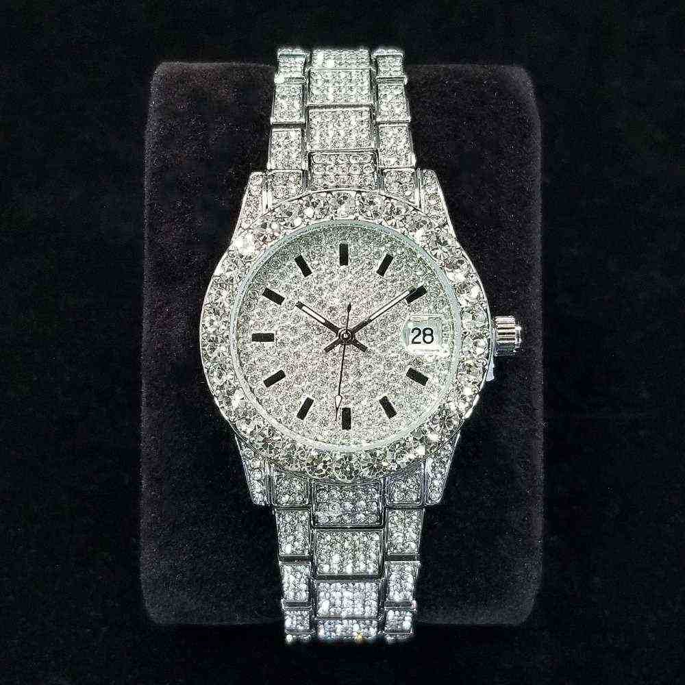 **Round Shiny Stainless Steel Quartz Iced Out Watch for Women**

Add effortless sparkle to your look with the **Glam Sleek Iced Out Watch for Women**. Featuring a shiny round stainless steel design, reliable quartz movement and eye-catching crystal detailing, this elegant fashion watch is perfect for **everyday wear, parties, weddings and special occasions**. A stylish accessory and beautiful gift for women who love glamorous, modern jewelry watches.