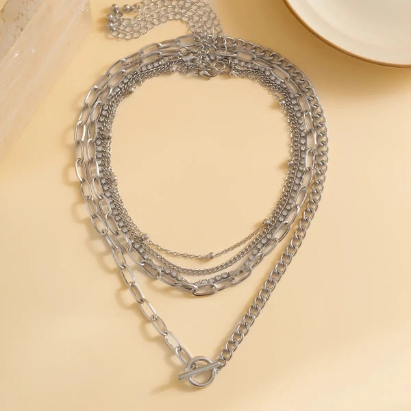 Separable 5 Layered Chain Necklace Set for Women by Glam Sleek — Elevate your everyday and occasion looks with this stylish 5-layered chain necklace set. Designed with a versatile layered look, the separable chains can be worn together or styled individually. Perfect for casual outfits, parties, dates, weddings, and special occasions.