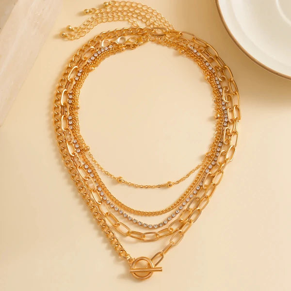 Separable 5 Layered Chain Necklace Set for Women by Glam Sleek — Elevate your everyday and occasion looks with this stylish 5-layered chain necklace set. Designed with a versatile layered look, the separable chains can be worn together or styled individually. Perfect for casual outfits, parties, dates, weddings, and special occasions.