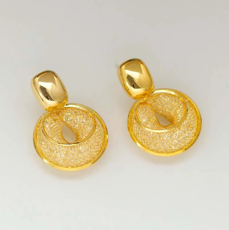 Shop Glam Sleek vintage round dangle earrings for women. Bold statement jewelry with an elegant design, perfect for parties, weddings and everyday style.