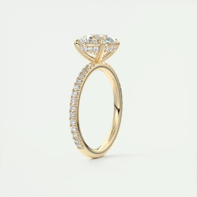 Classic Sparkling Yellow Gold Moissanite Promise Ring