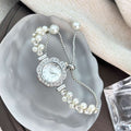Double-Row Pearl Pull-Open Bracelet Quartz Watch