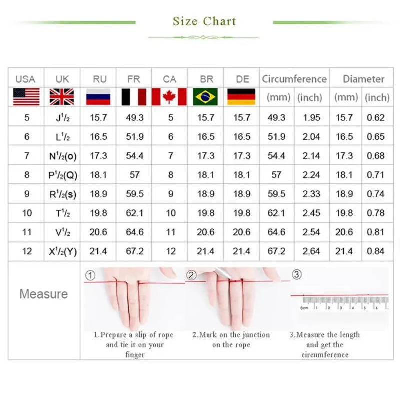 international ring size chart