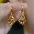 Shop retro brown double square gold-color earrings for women at Glam Sleek. Elegant geometric statement earrings perfect for parties, weddings and everyday style.