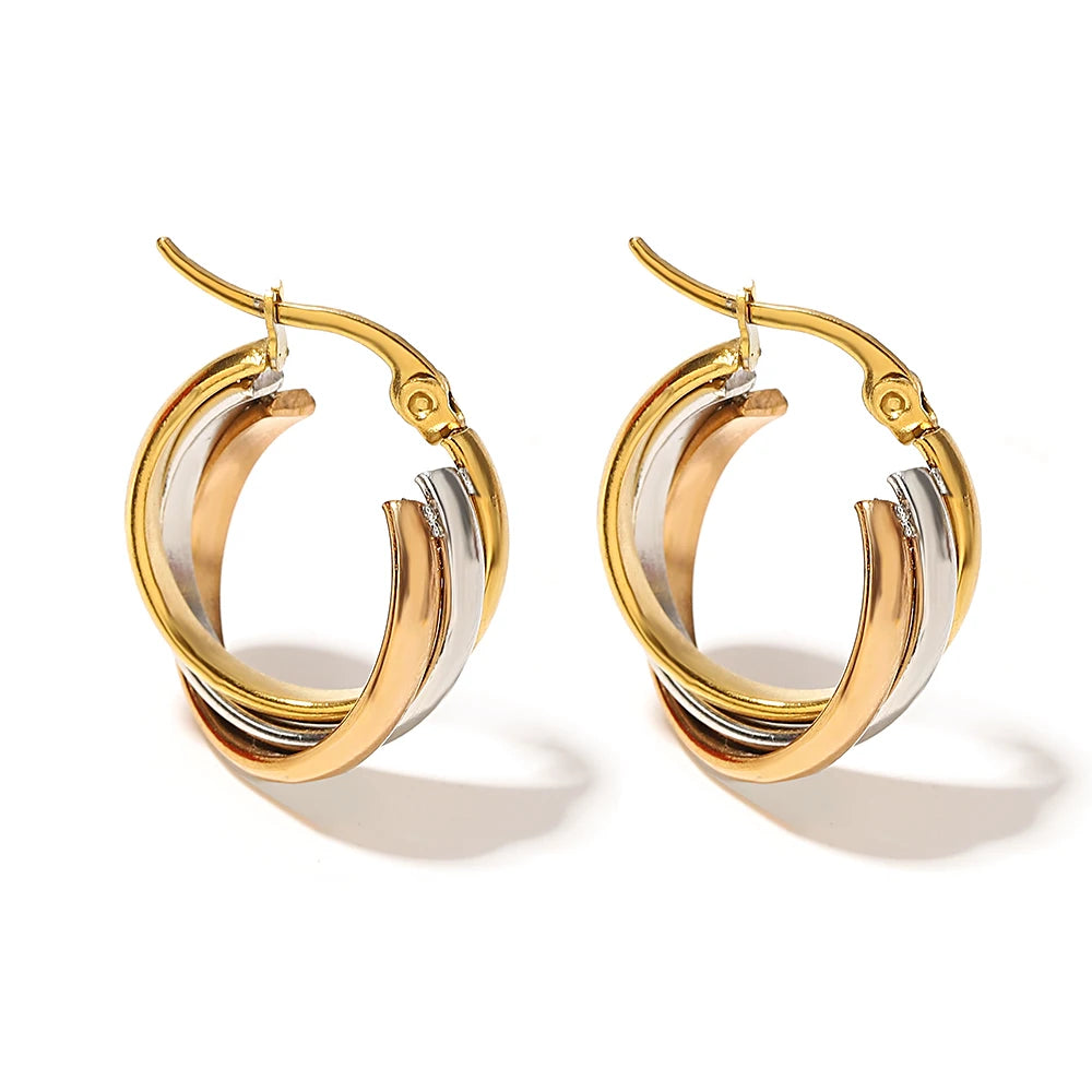 Shop trendy stainless steel U-shaped twisted hoop earrings for women at Glam Sleek. Stylish, versatile earrings perfect for everyday, party and elegant looks.